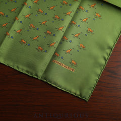 Hermès Carré 45 Scarf, All-Over Dog Print, Green, 100% Silk