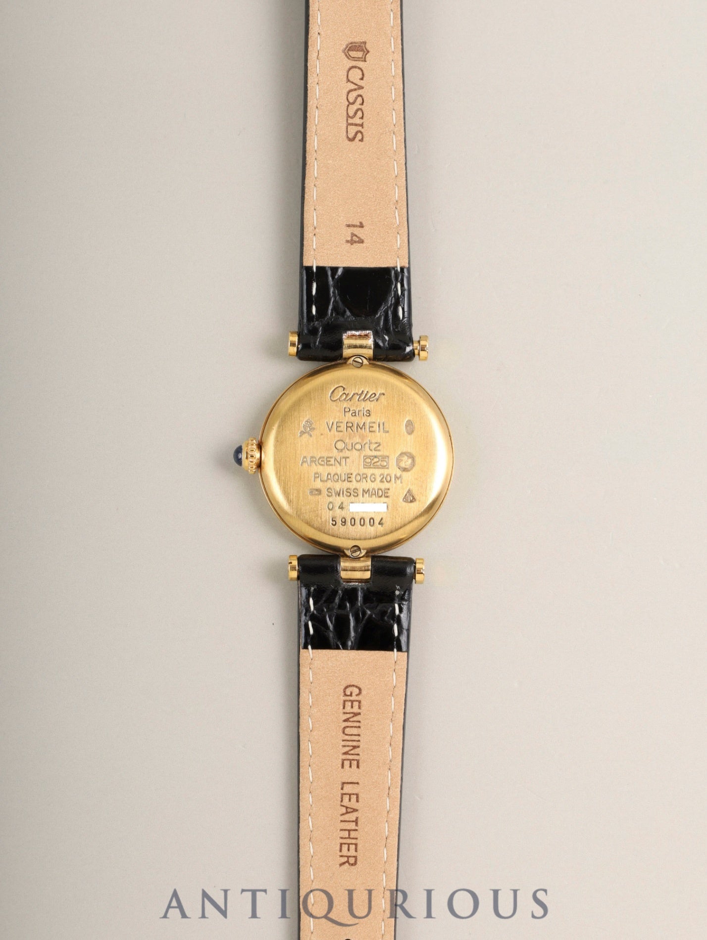 カルティエ マスト ヴァンドーム VLC SM W1002154 / 590004 クォーツ Cal.90 SV925 革 純正ピンバックル（GP）アラビア文字盤（SWISS表記） オーバーホール済み