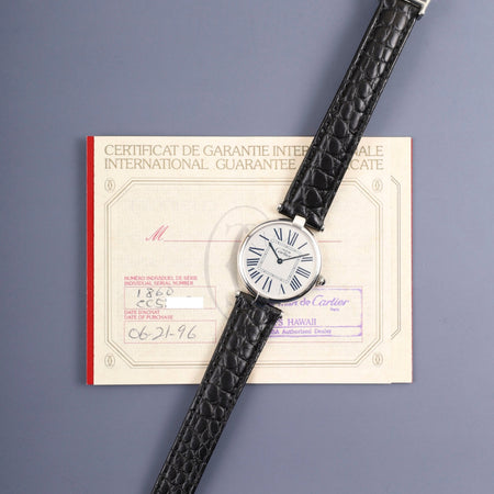 カルティエ マスト ヴァンドーム VLC LM 1860 クォーツ Cal.90.06 SV925 革 純正Dバックル（SS） オパラン文字盤 保証書（1996年）オーバーホール済み