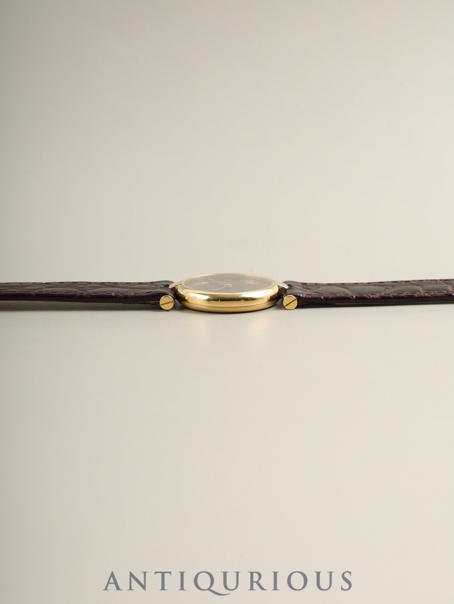 カルティエ マスト ヴァンドーム VLC SM 18 クォーツ Cal.81 SV925 革 純正ピンバックル（GP）マホガニー文字盤（SWISS表記） 箱 冊子 オーバーホール済み