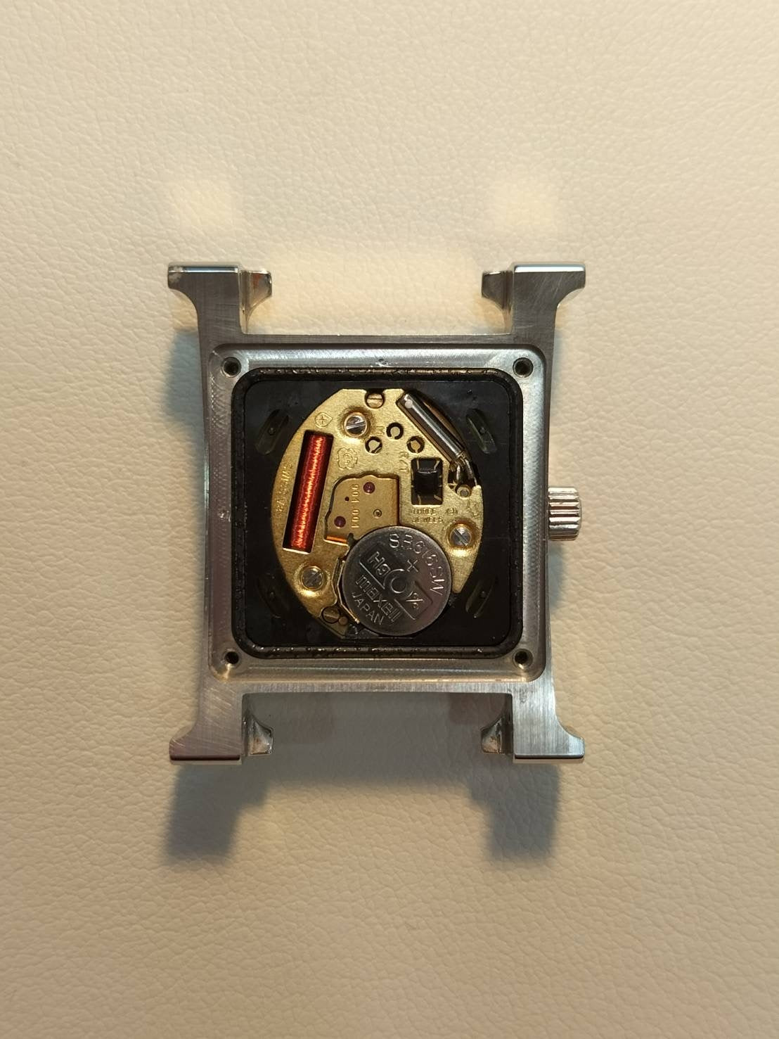 エルメス Hウォッチ HH1.210 クォーツ SS 革 純正尾錠（SS） ホワイト文字盤 純正革ベルト（□P刻印：2012年） オーバーホール済み