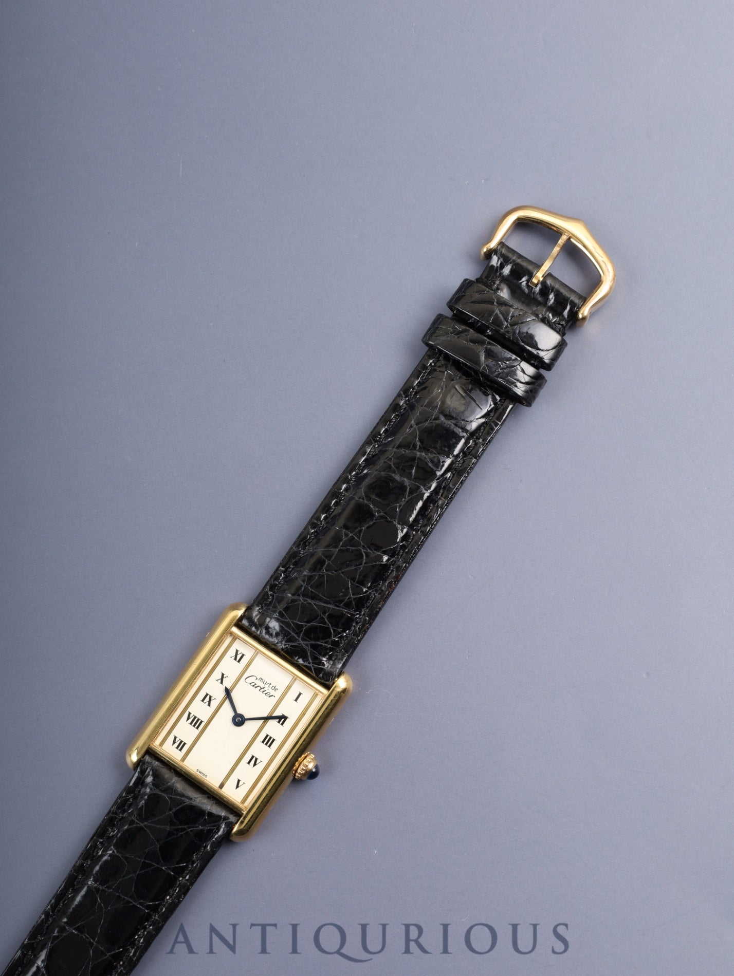 カルティエ マストタンク LM 590005 クォーツ SV925 革 純正ピンバックル（GP）ストレートローマン文字盤（SWISS表記） 箱 カルティエブティックにてコンプリートサービス（フルメンテナンス）済み 新品仕上げ済み
