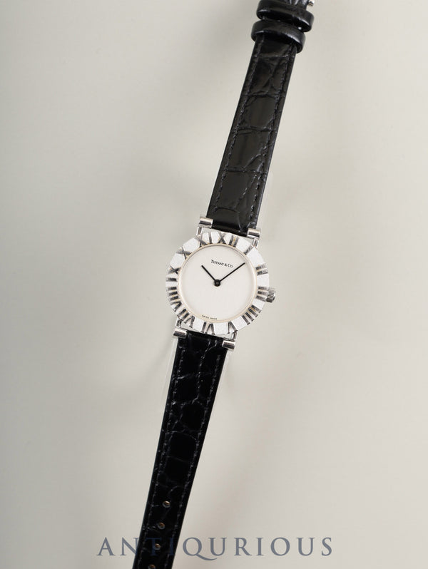 Tiffany Atlas SV Case L0640 Quartz Caliber 976.001 SV925 Leather Strap with Genuine Stainless Steel Buckle, Silver Dial, Overhauled