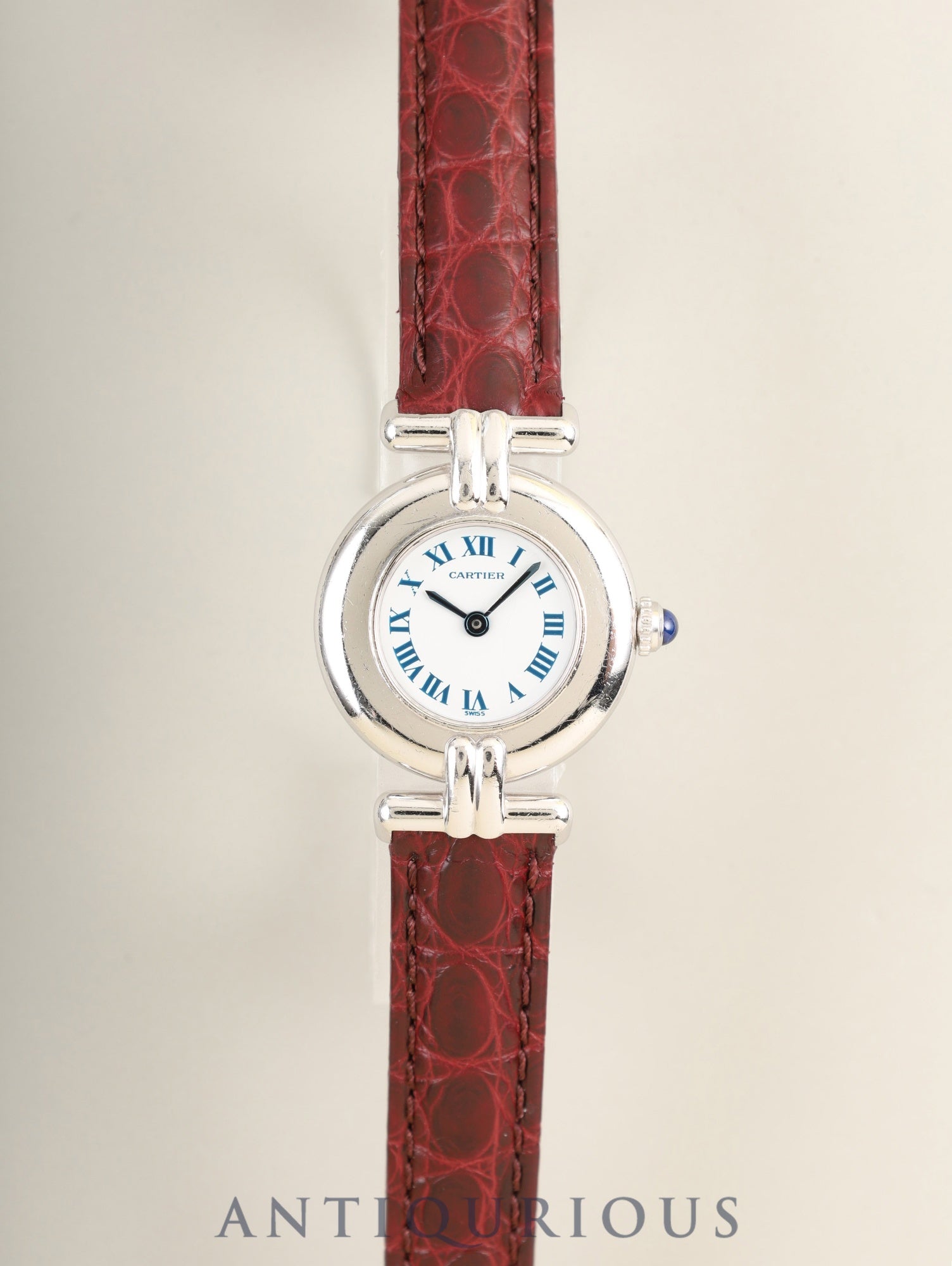 カルティエ マストコリゼ 590002 クォーツ Cal.690 SV925 革 純正Dバックル（SS） ホワイトローマン文字盤 オーバーホール済み