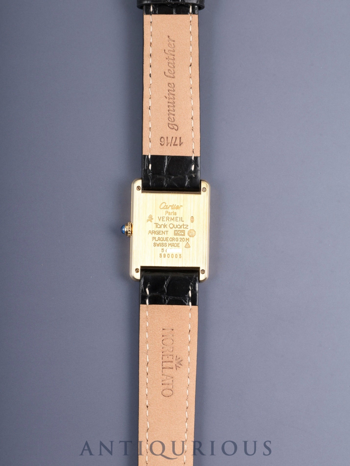 カルティエ マストタンク LM 590005 クォーツ Cal.90 SV925 革 純正ピンバックル（GP）アイボリーローマン文字盤（SWISS表記） 箱 冊子 保証書（無記載）オーバーホール済み