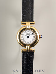 Cartier Must Colisee W1011554 / 2414 Quartz Caliber 157 SV925 Leather Strap with Genuine D-buckle (GP) White Roman Dial Overhauled