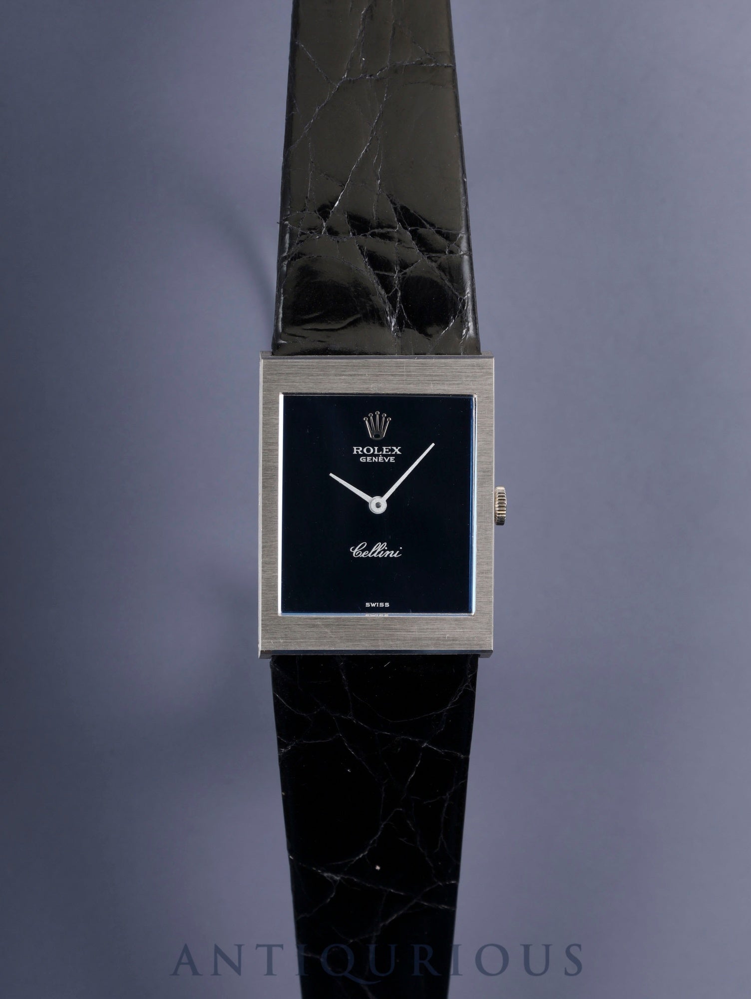 ロレックス チェリーニ 4014 手巻き Cal.1600 750WG 革 純正尾錠（GP） ブルー文字盤 35番台（1972年）オーバーホール済み