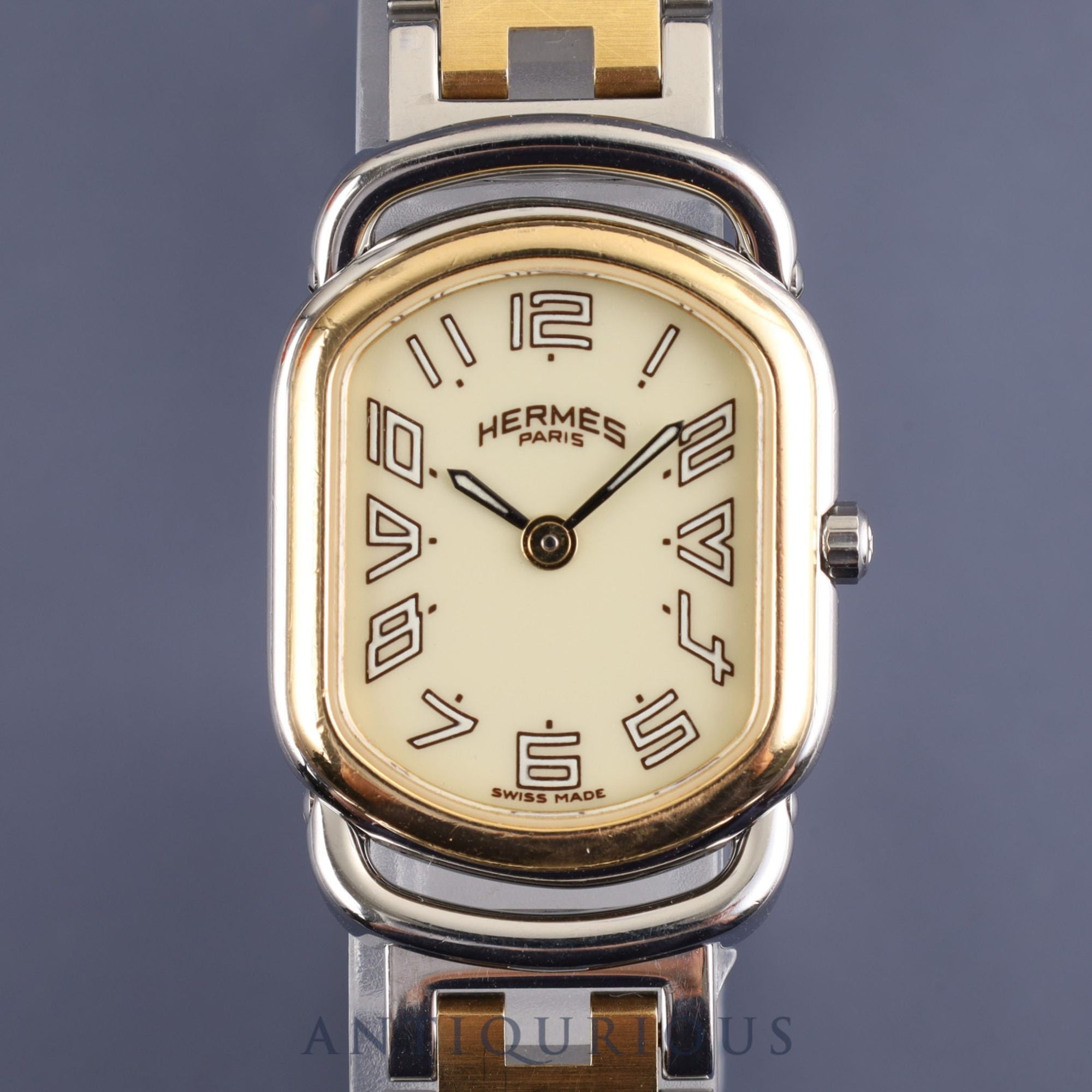 Hermes Rally RA1.220 Quartz Cal.976.001 SS/GP Ivory Dial Box Overhauled