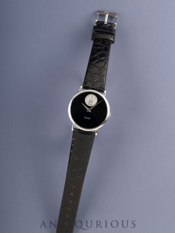 ピアジェ ラウンド 9025 手巻き Cal.9P2 750WG 革 純正ピンバックル（750WG）ブラック文字盤 オーバーホール済み