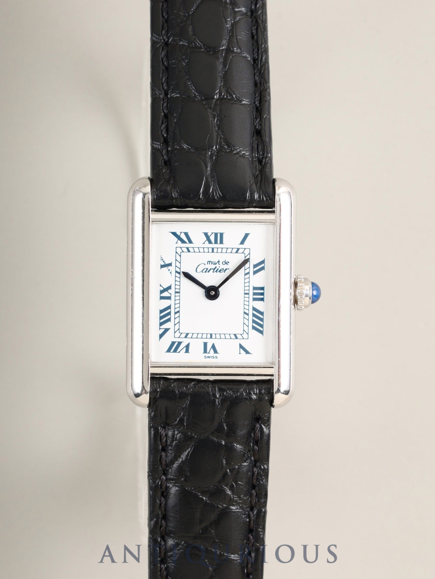 Cartier Must Tank SM W1001565 / 1614 Quartz SV925 Leather Genuine Deployant Buckle (SS) White Roman Dial (SWISS marking) Complete service done at Cartier boutique