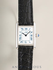 カルティエ マストタンク SM W1001565 / 1614 クォーツ SV925 革 純正Dバックル（SS）ホワイトローマン文字盤 （SWISS表記） カルティエブティックにてコンプリートサービス済み