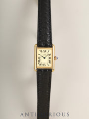 カルティエ マストタンク MM 2415 クォーツ Cal.057 SV925 革 純正Dバックル （GP）アイボリーローマン文字盤（SWISS MADE表記）箱 冊子 保証書（2003年）オーバーホール済み