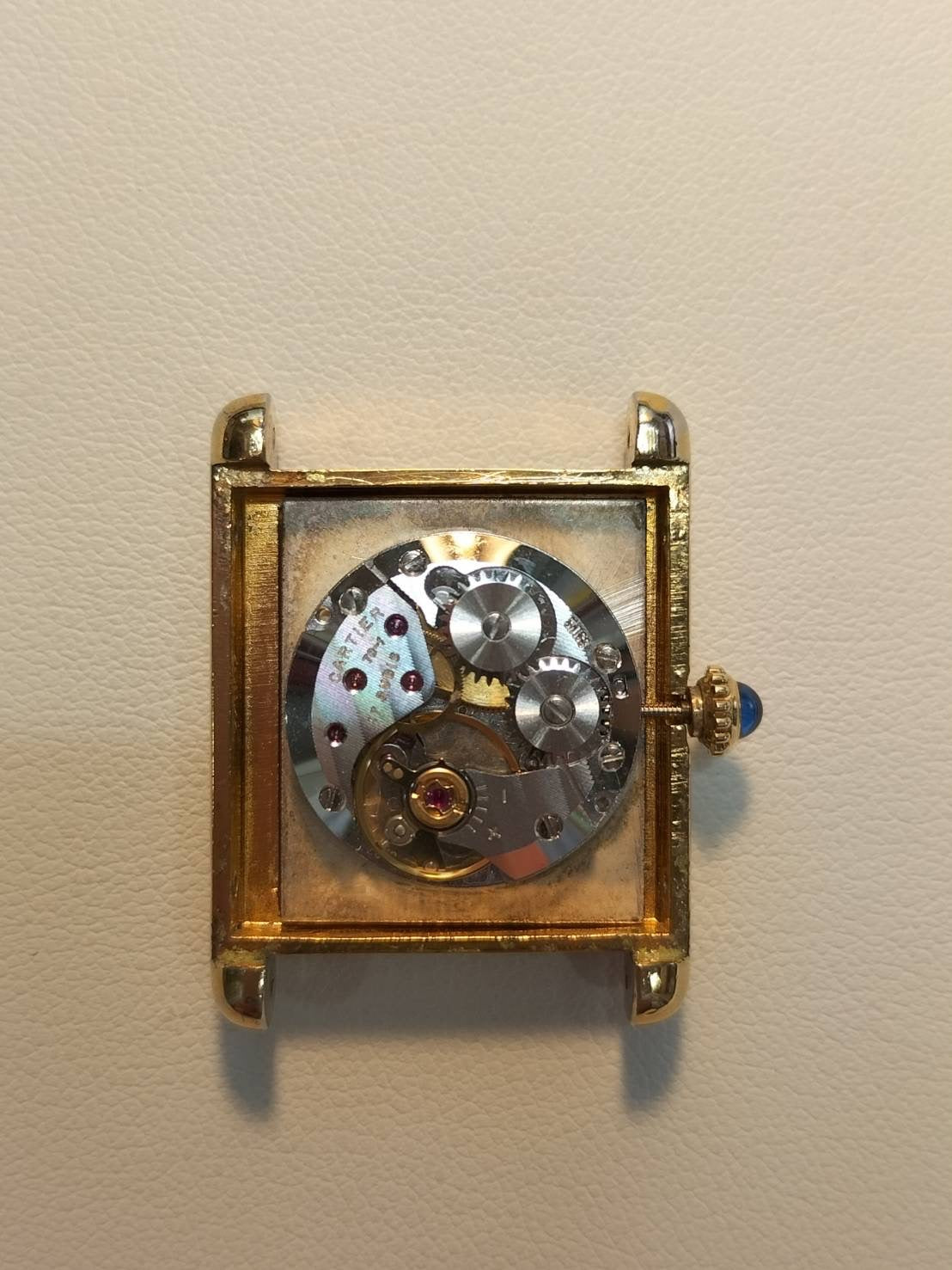 Cartier Must Tank LM, manual winding, Cal. 78-1, SV925, leather strap, original pin buckle (GP), garnet dial, Bordeaux dial (SWISS marking), recently overhauled.