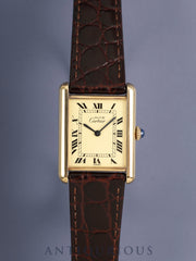 カルティエ マストタンク LM 手巻き Cal.78-1 SV925 革 純正尾錠（GP）アイボリーローマン文字盤（SWISS表記）オーバーホール済み