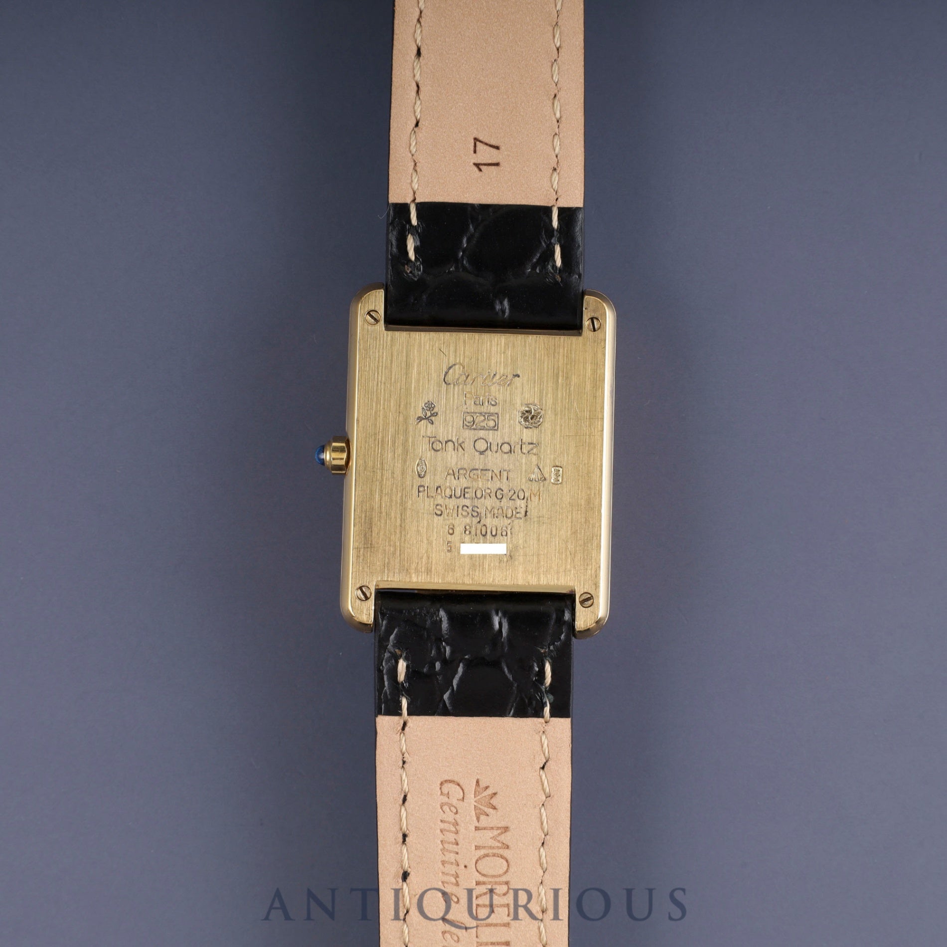 カルティエ マストタンク LM6 81006 クォーツ Cal.81 SV925 革 純正尾錠（GP） グレー飛びローマン文字盤 1982年頃～1995年頃 オーバーホール済み