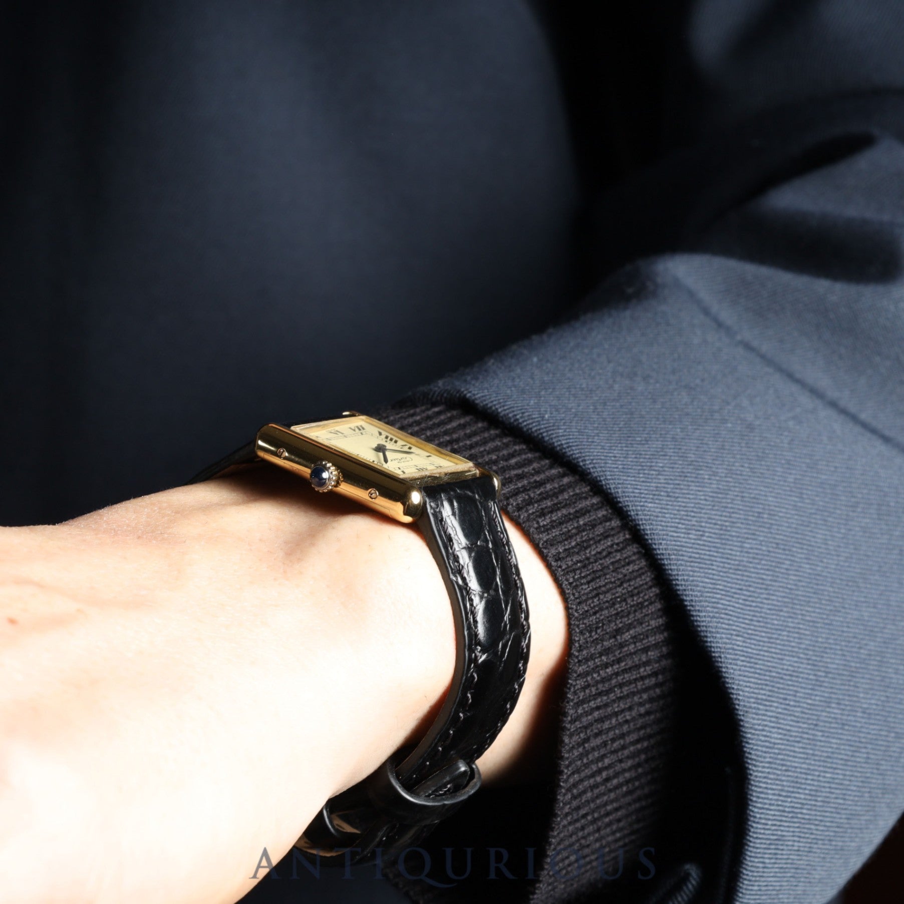 カルティエ マストタンク LM 手巻き SV925 革 純正尾錠（GP） アイボリーローマン文字盤 オーバーホール済み