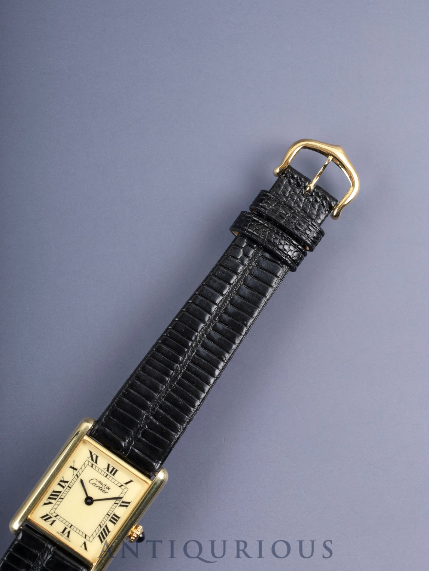 Cartier Must Tank LM, manual winding, SV925, leather, genuine buckle (GP), ivory Roman dial, complete service (full maintenance) completed at a Cartier boutique.