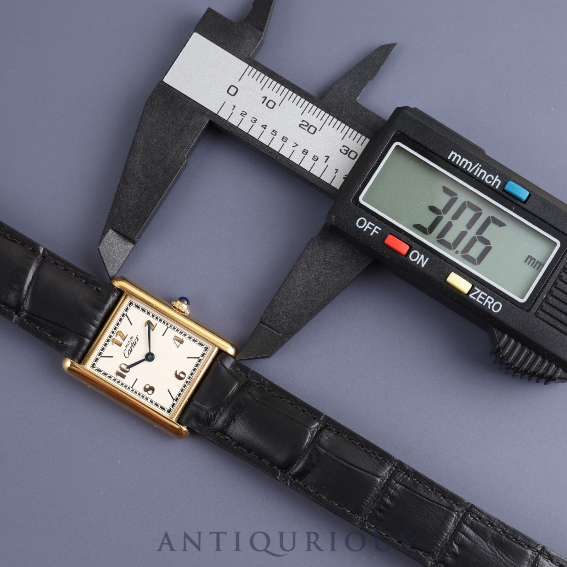 Cartier Must Tank LM 590005 Quartz Cal.90 SV925 Leather Genuine D Buckle (GP) Arabic CC Dial Box Overhauled