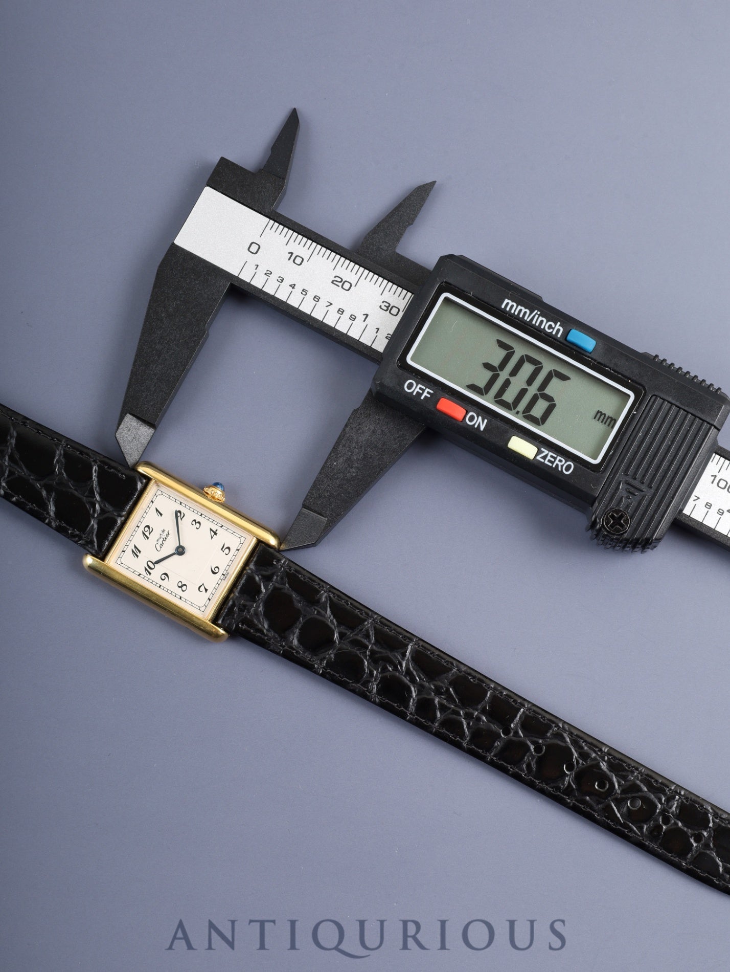 Cartier Must Tank LM 590005 Quartz Caliber 90 SV925 Leather Strap with Genuine GP Buckle Arabic Dial Circa 1982-1995 Overhauled and Finished to Like New