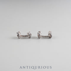Hermes Cufflinks Rope Motif SV800 Hallmark Crab Box