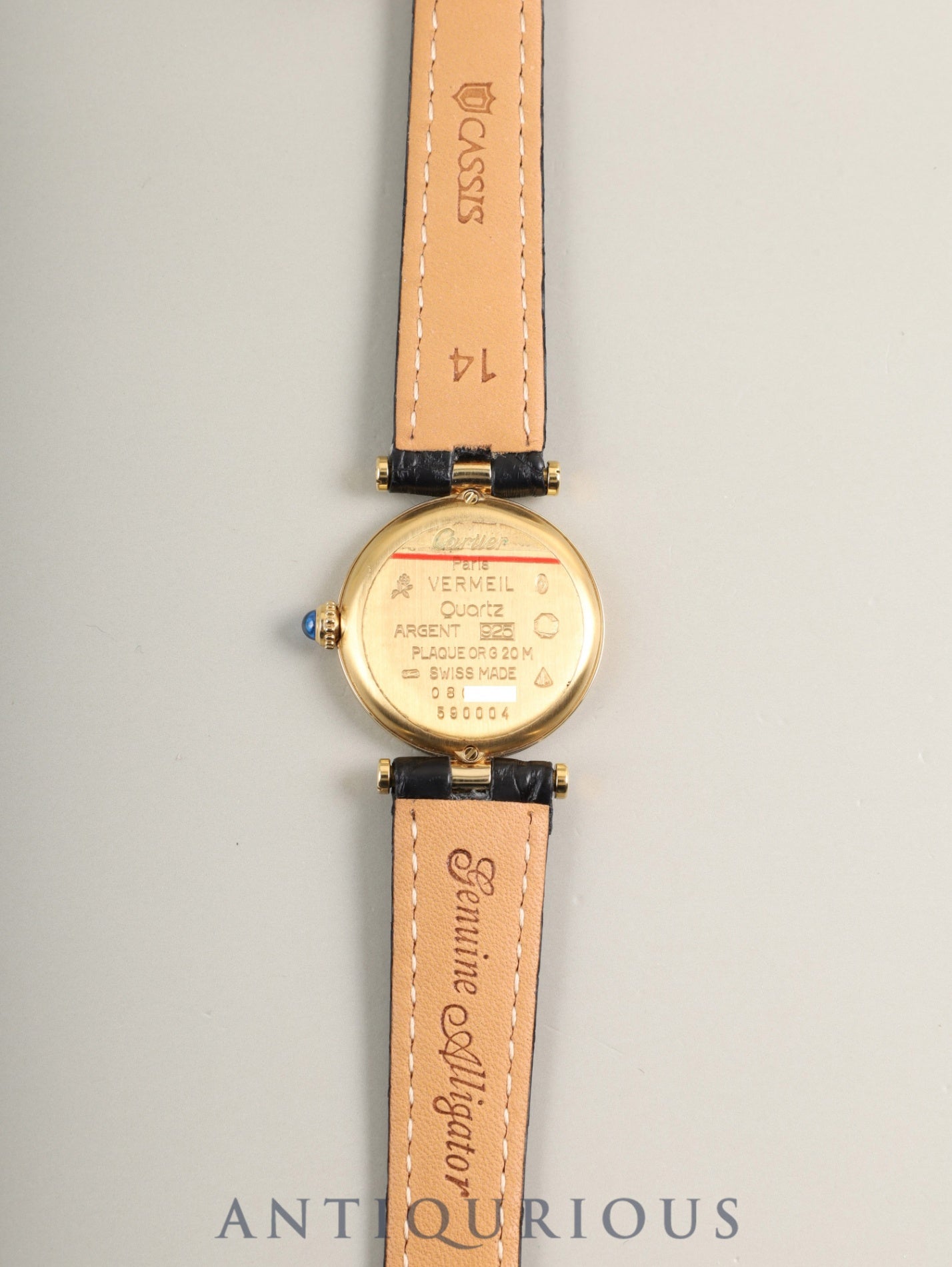 Cartier Must Vendome VLC SM 590004 Quartz Cal.90 SV925 Leather Genuine GP Deployment Buckle Center Gray Roman Dial Box Booklets Warranty (1993) Overhauled