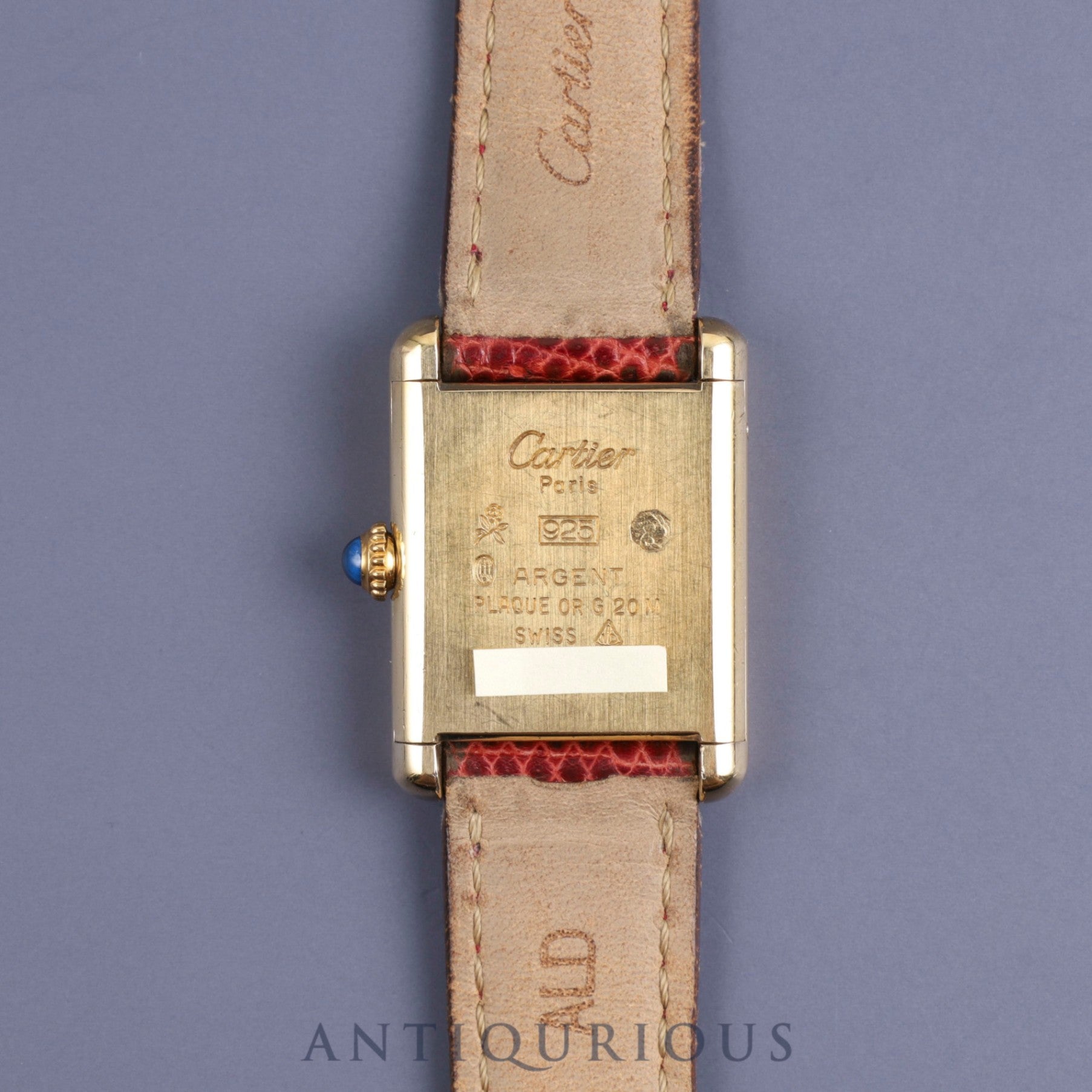 Cartier Must Tank SM Manual winding Cal.78-1 SV925 Genuine leather strap Genuine buckle (GP) Bordeaux dial 1980s Mid 1980s to 1994 Overhauled