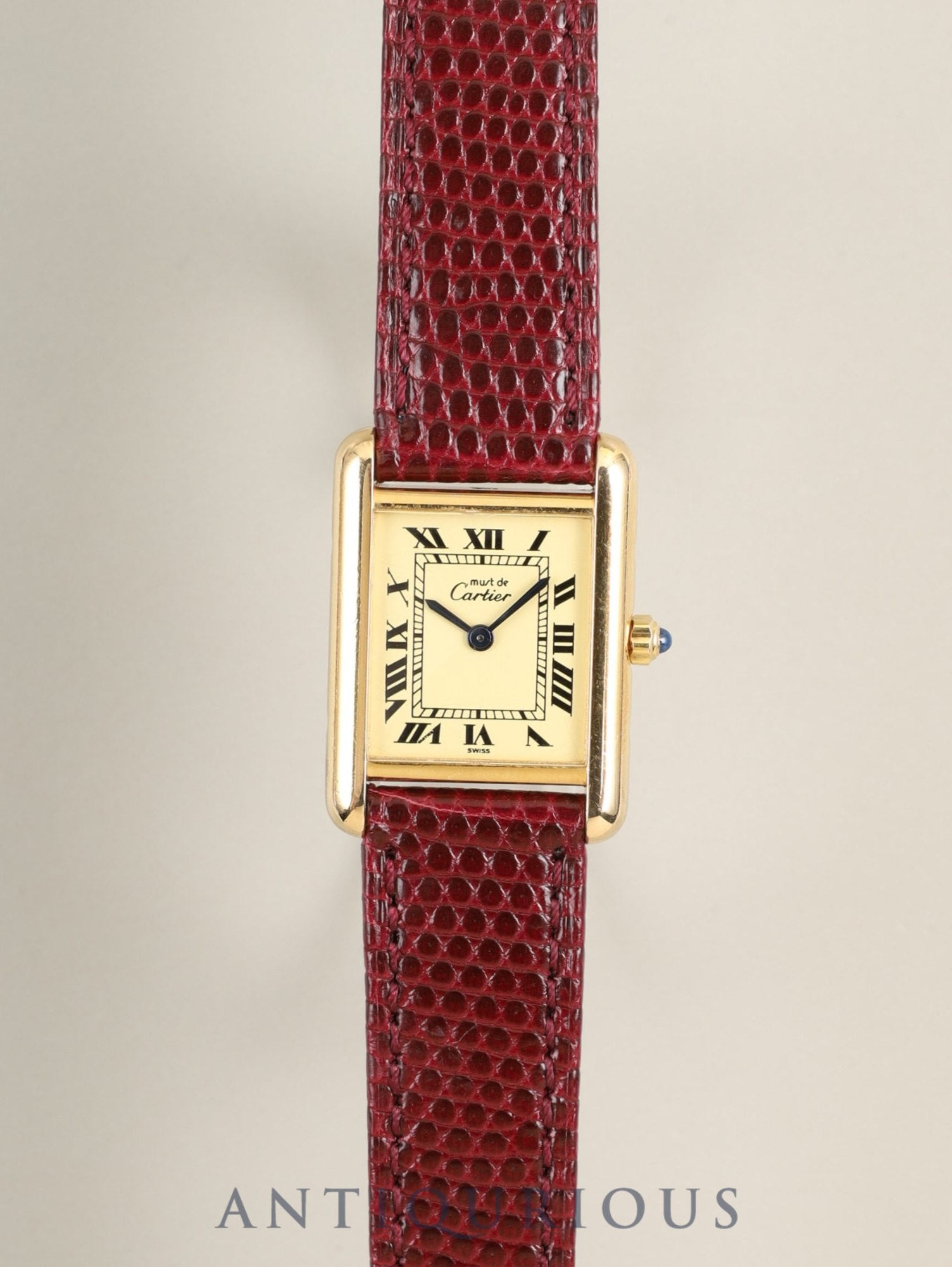 Cartier Must Tank SM 3 66001 Quartz Cal.66 SV925 Leather Original Pin Buckle (GP) Ivory Roman Dial (SWISS marking) Warranty Card (1986) with Original Leather Strap Overhauled