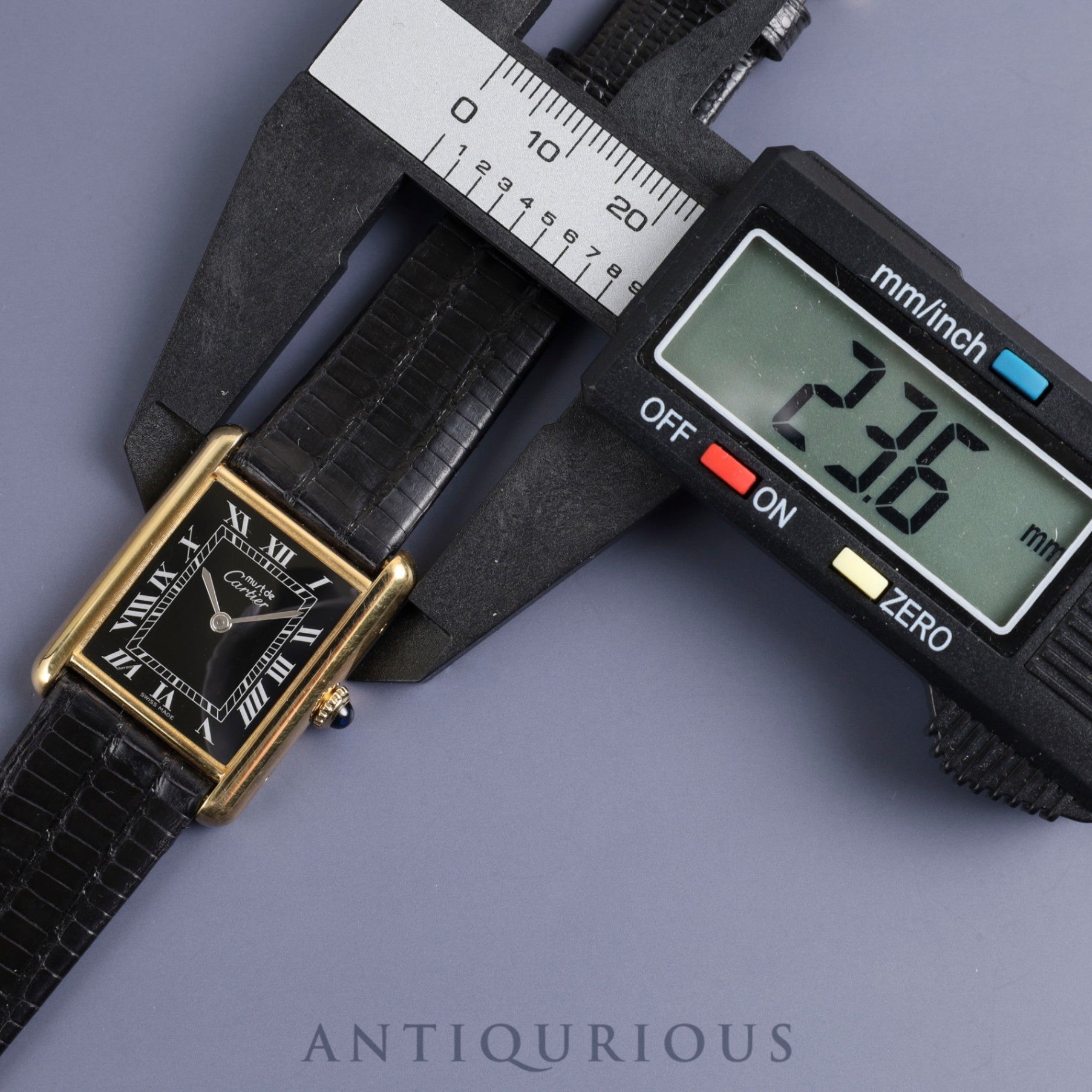 Cartier Must Tank LM Manual winding SV925 Leather Genuine buckle (GP) Black Roman dial Complete service (full maintenance) completed at Cartier boutique