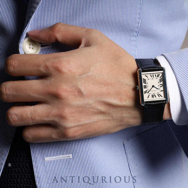 Cartier Tank Solo LM Quartz W5200014/3169 SS Leather Genuine D Buckle Silver Dial