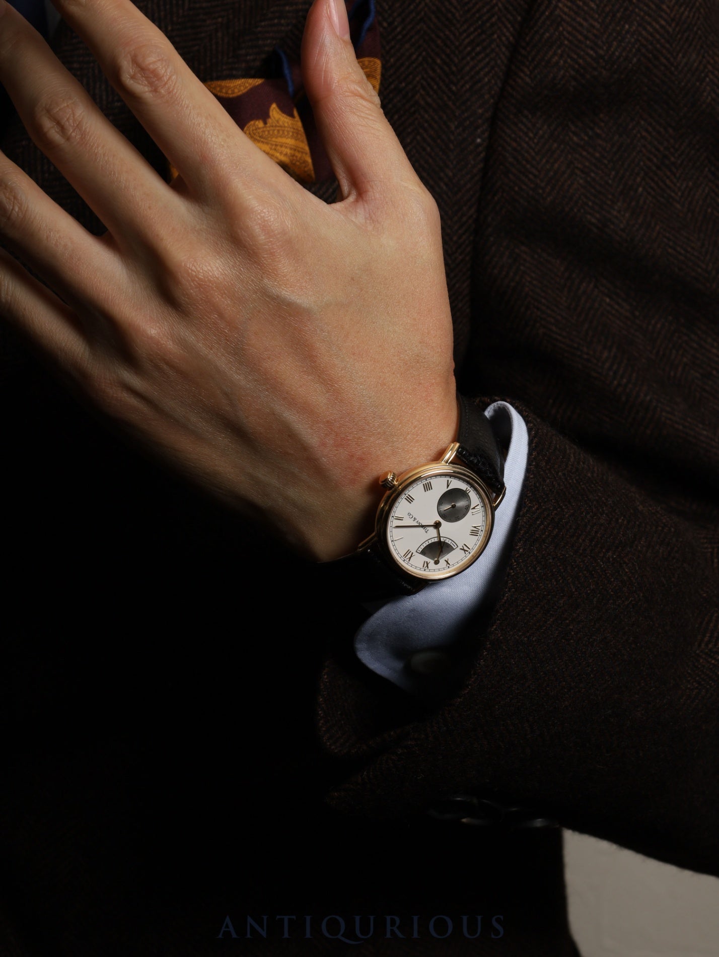 Tiffany Classic Power Reserve Small Seconds M263 Manual Winding Caliber ETA7001 18K Gold with Genuine Leather Strap and Genuine Buckle (GP) White Roman Dial Overhauled