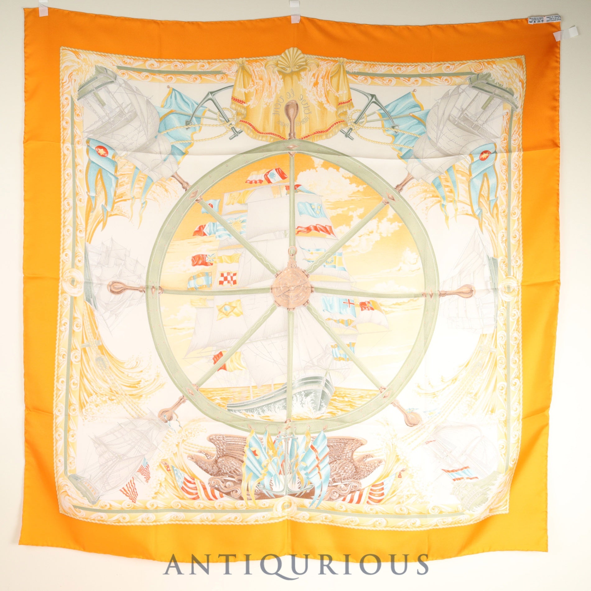 Hermes scarf Carré 90 VIVE LE VENT Wind Blow Box (discolored) SILK 100%
