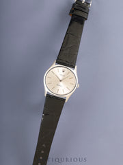 Rolex Cellini 3806 Manual Winding Caliber 1600 750WG Leather Strap with Genuine Stainless Steel Buckle Silver Dial No. 31 (1970) Overhauled