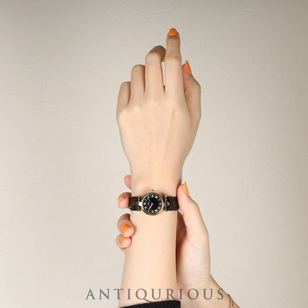 カルティエ マスト ヴァンドーム VLC SM クォーツ Cal.81 SV925 革 純正尾錠（GP） ブラックローマン文字盤 オーバーホール済み