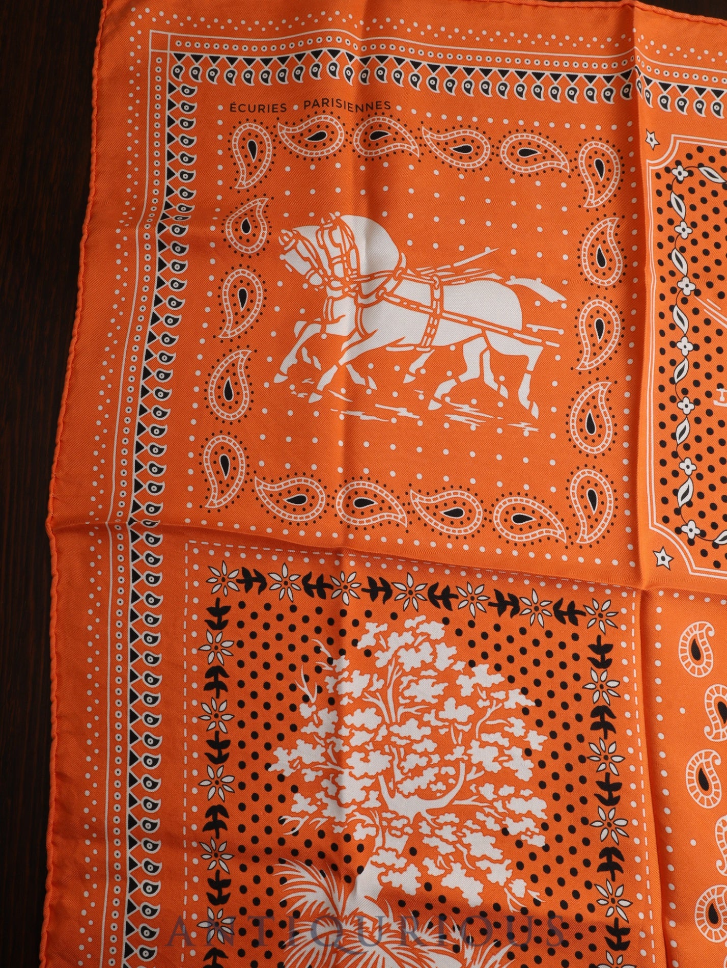 HERMES Scarf Carre 55 ECURIE PARIS SIENNES Stables of Paris 100% Silk