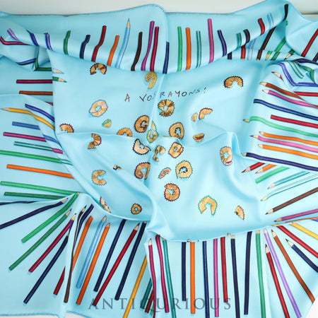 Hermes scarf Carre 90 A VOS CRAYONS Get out your colored pencils SILK 100%