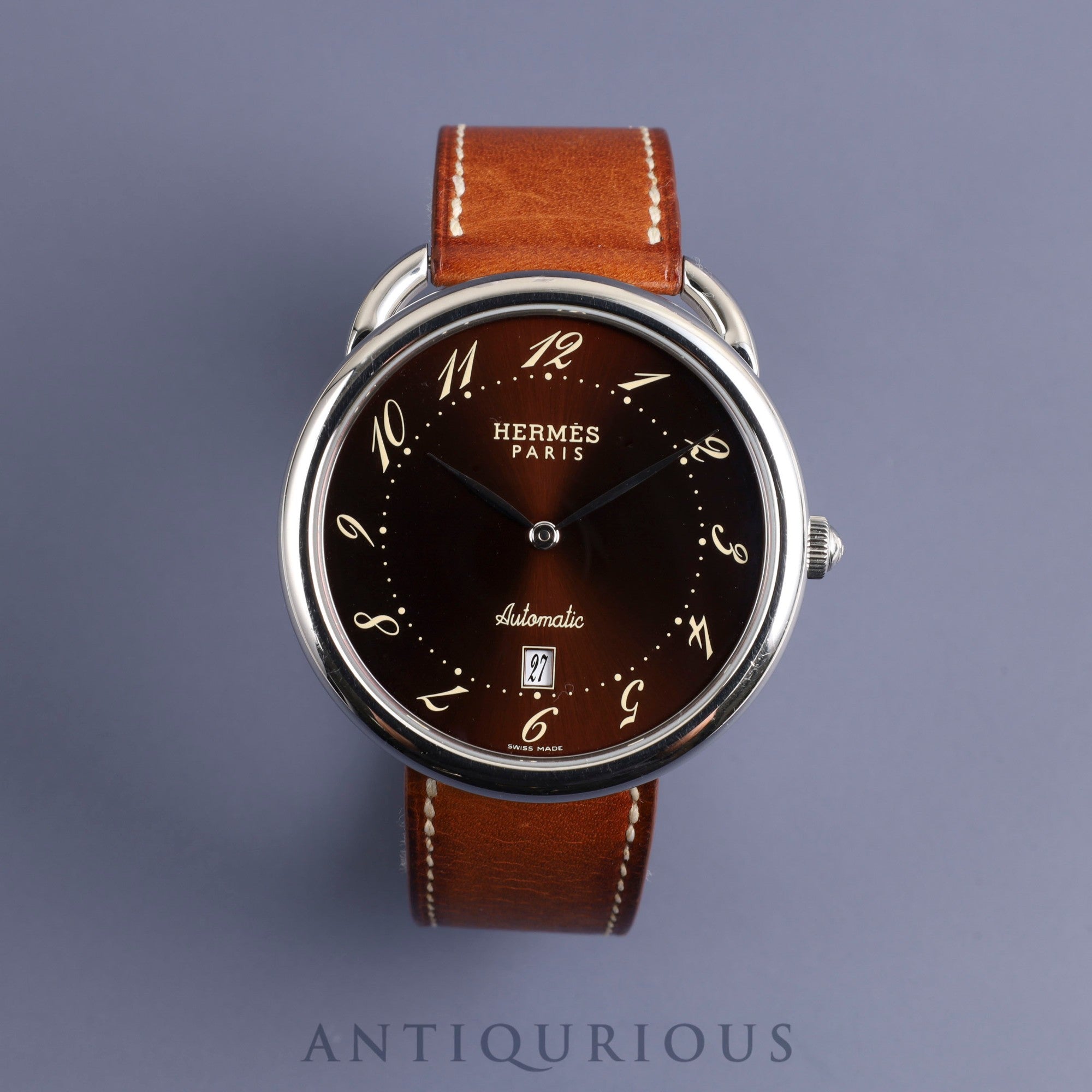 Hermes Arceau AR4.810 Automatic SS Genuine leather strap Genuine buckle (SS) Brown Arabic dial Box Warranty card (unsigned) Overhauled