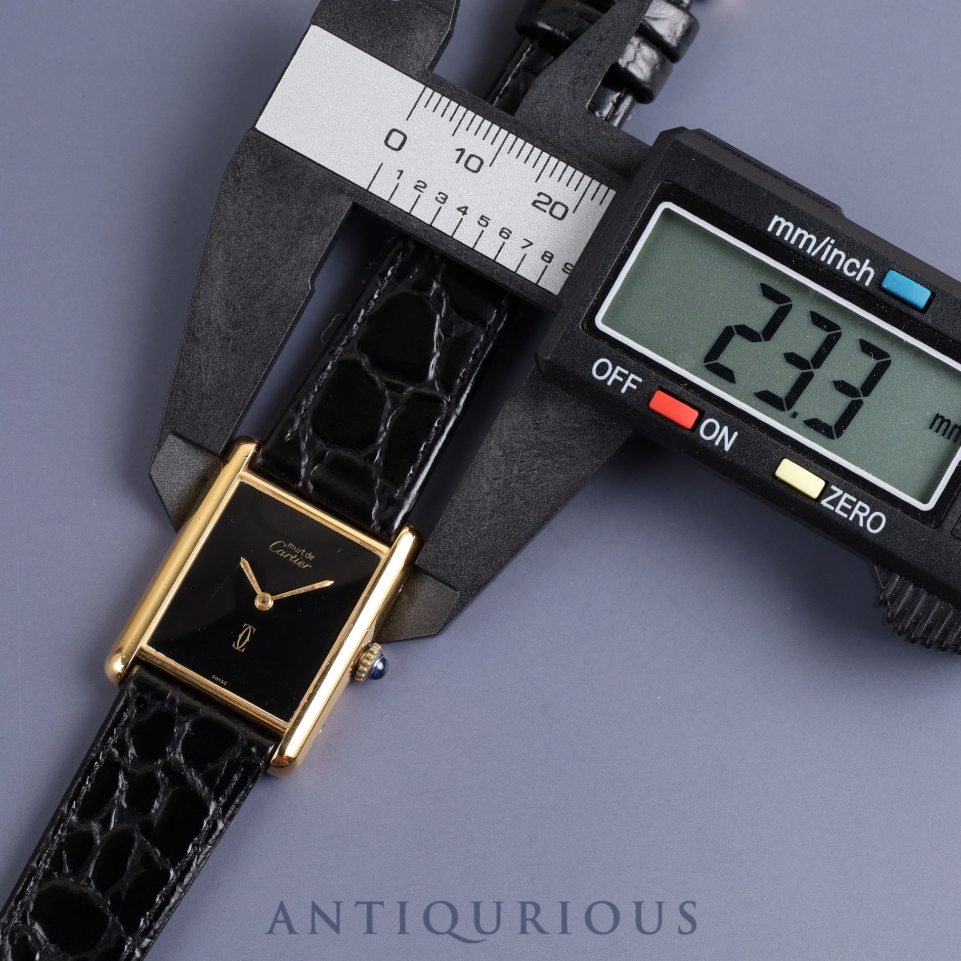 Cartier Must Tank LM Manual winding Cal.78-1 SV925 Leather Genuine buckle (GP) Black onyx dial Overhauled and re-plated