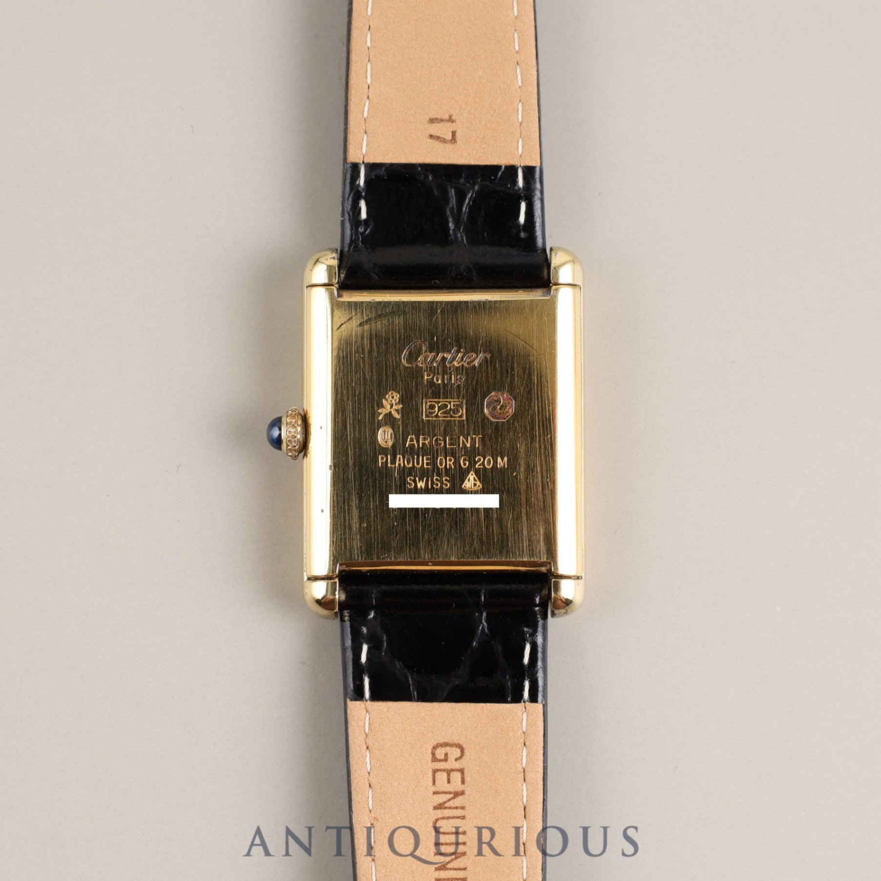 Cartier Must Tank LM Manual winding Cal.78-1 SV925 Leather Genuine buckle (GP) Black Roman dial Overhauled