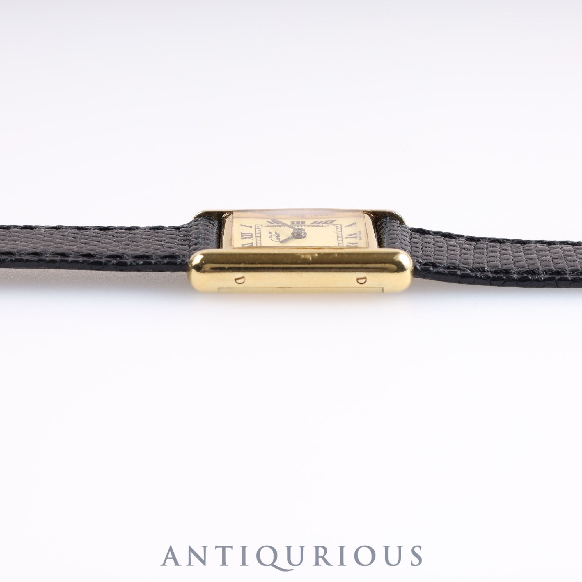 CARTIER Must Tank SM Manual winding SV925 Leather Genuine buckle (GP) Ivory Roman dial Cartier boutique complete service