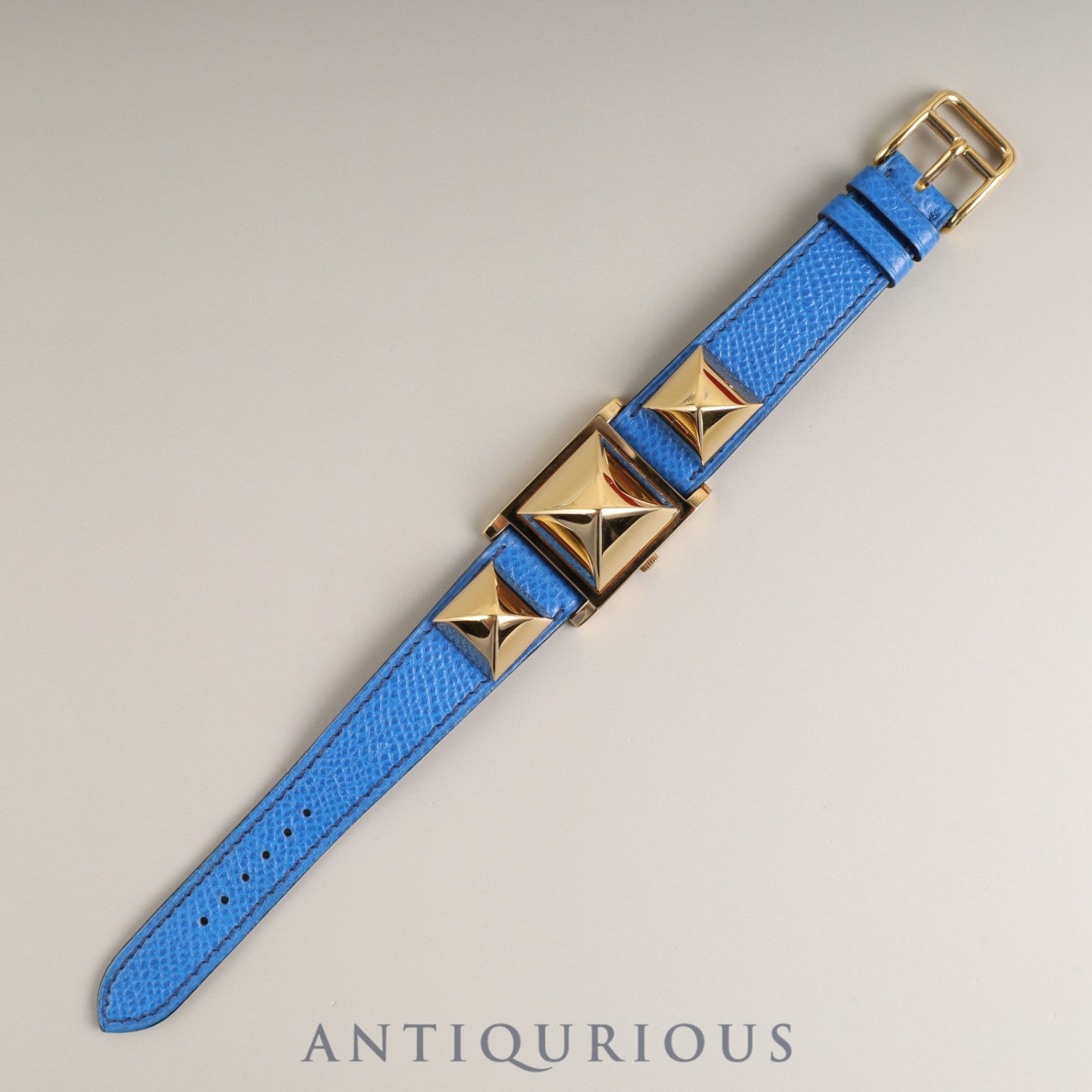 Hermès Medor 11.01 Quartz Cal. 976.001 GP Genuine Leather Strap (◯V Stamp: 1992) Genuine Buckle (GP) White Dial Overhauled