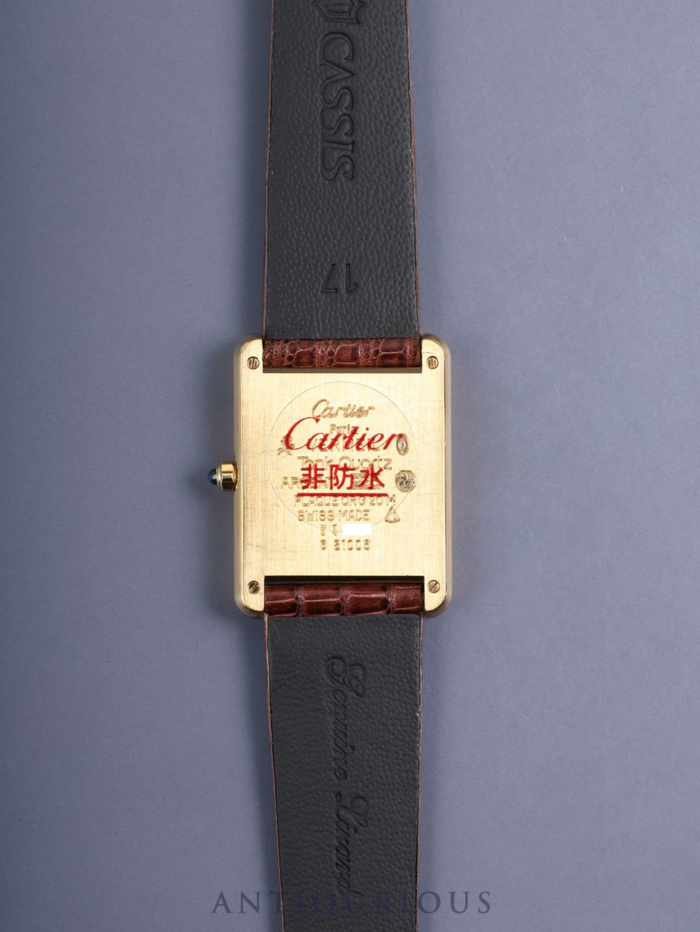 カルティエ マストタンク LM 6 81006 クォーツ SV925 革 純正尾錠（GP） クロワゾネ文字盤（SWISS表記）カルティエブティックにてコンプリートサービス済み