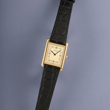 カルティエ マストタンク LM 6 81006 クォーツ Cal.81 SV925 革 純正ピンバックル（GP） シャンパン飛びローマン文字盤（SWISS表記）オーバーホール済み