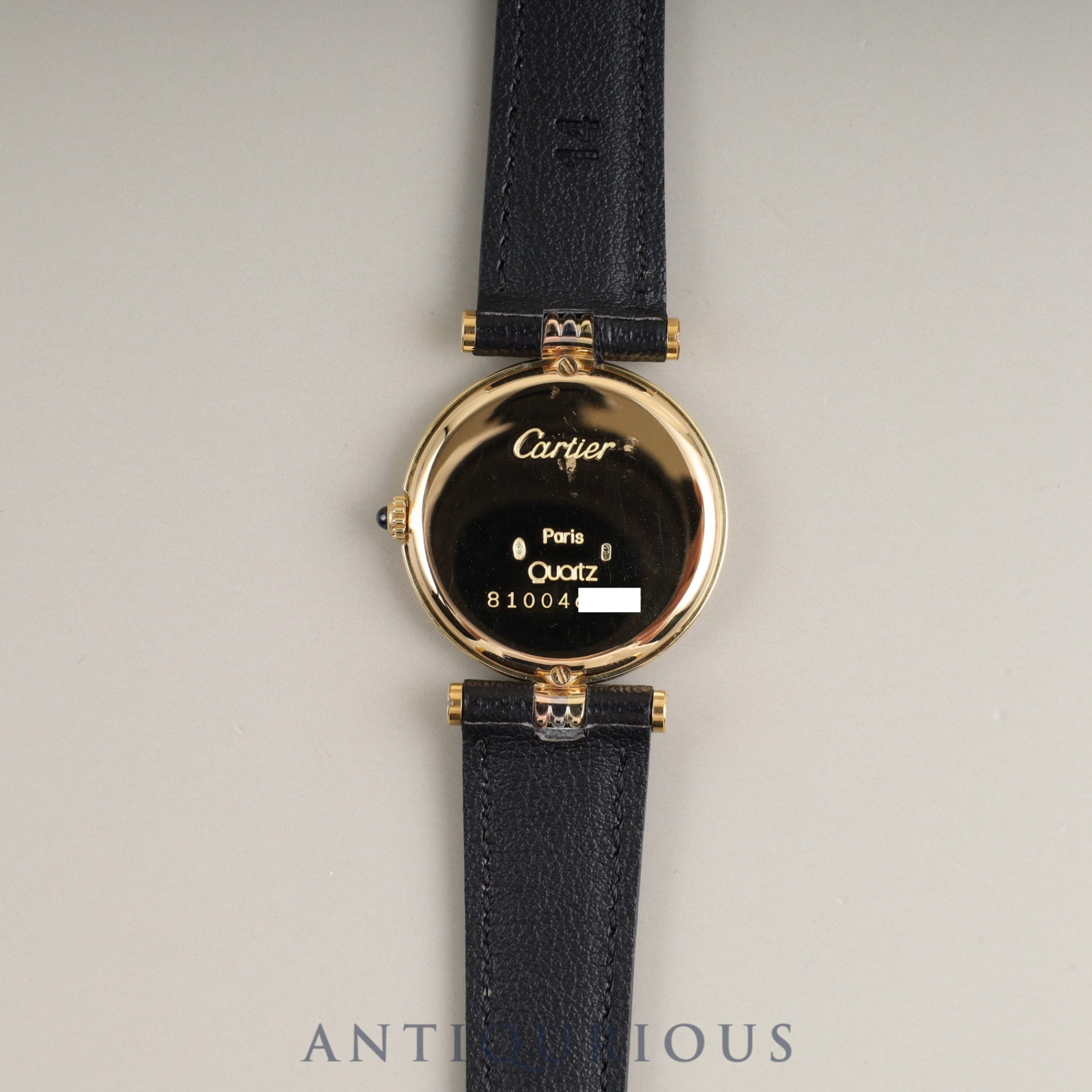 Cartier Vendôme VLC SM Trinity 81004 Quartz 750 Leather Watch with Genuine GP Buckle, White Roman Dial, Completely Serviced at a Cartier Boutique
