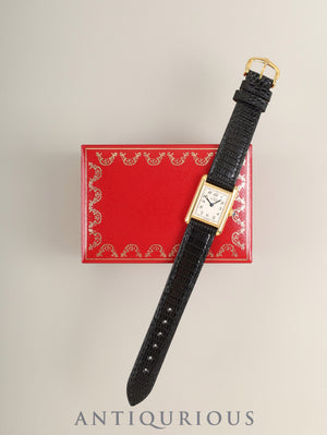 Cartier Must Tank SM 5057001 Quartz Cal.057 SV925 Leather Original pin buckle (GP) Arabic dial (SWISS表記) Box Overhauled Case re-plated Aftermarket glass replaced