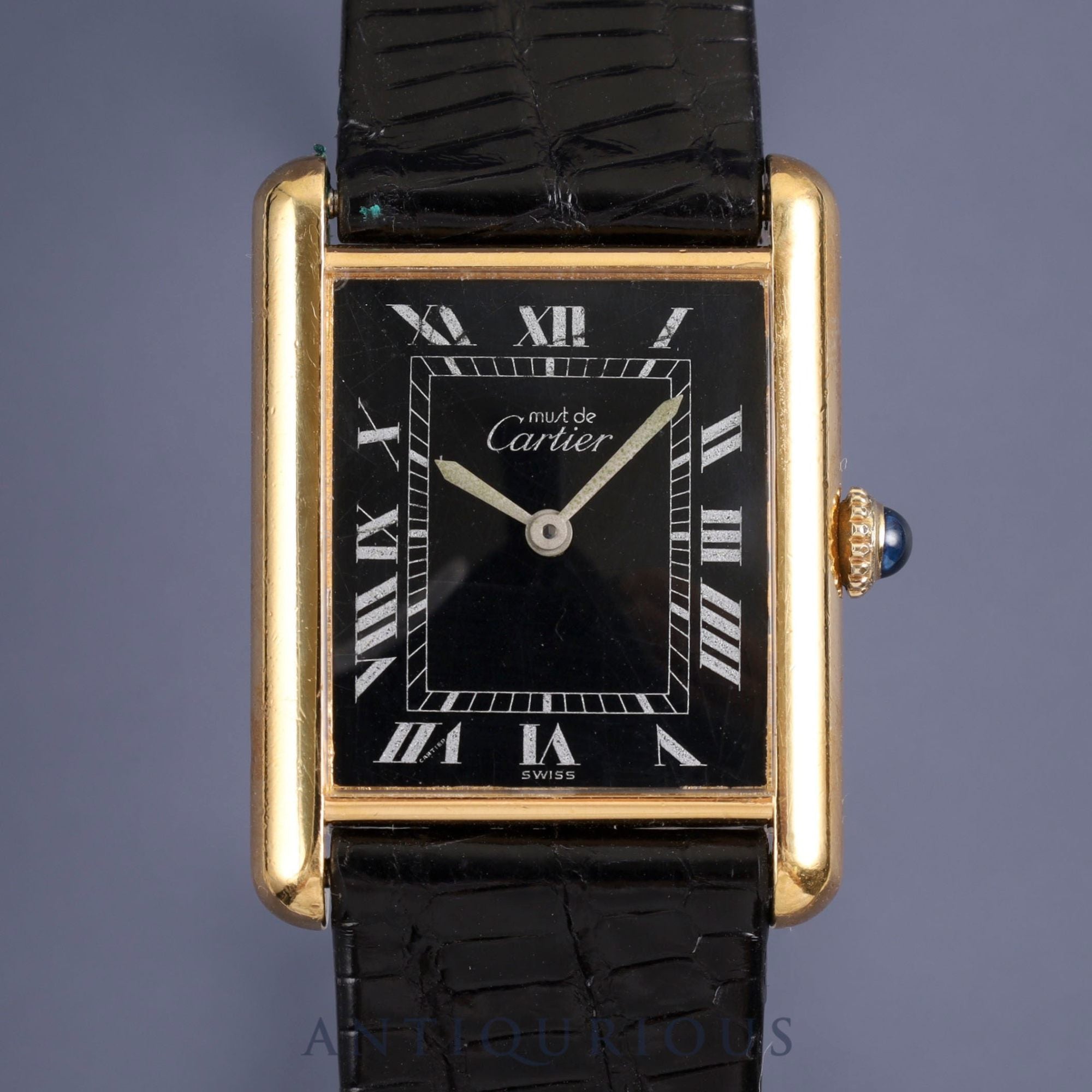 Cartier Must Tank LM Manual winding Cal.78-1 925 Leather Genuine buckle (GP) Black Roman dial Overhauled