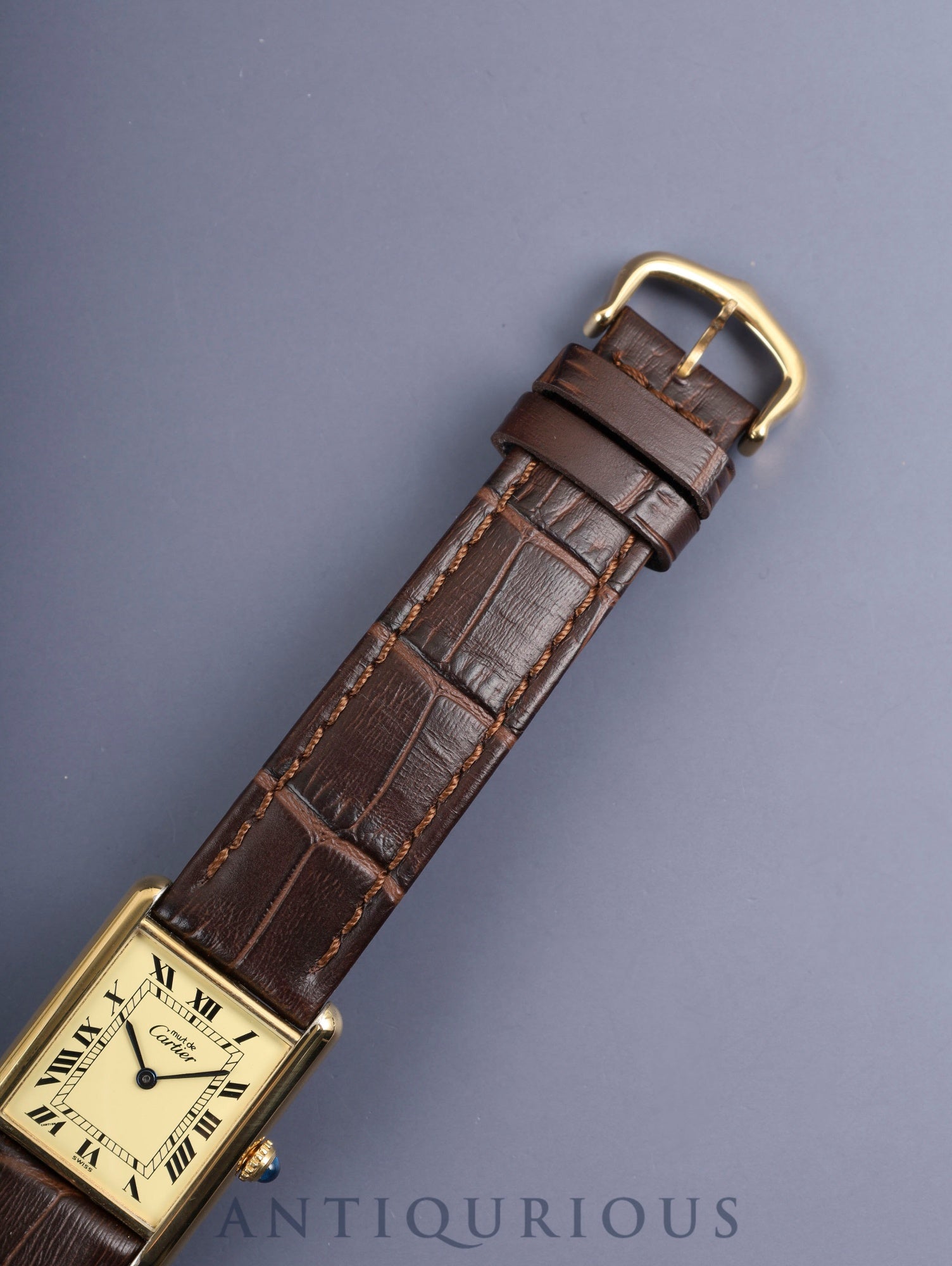 Cartier Must Tank LM 590005, Quartz, Caliber 690, SV925, Leather, Genuine GP Buckle, Ivory Roman Dial (SWISS Marking), Circa 1982-1995, Booklet, Warranty Card (1993), Cartier Repair Details (Complete Service / 2005), Overhauled