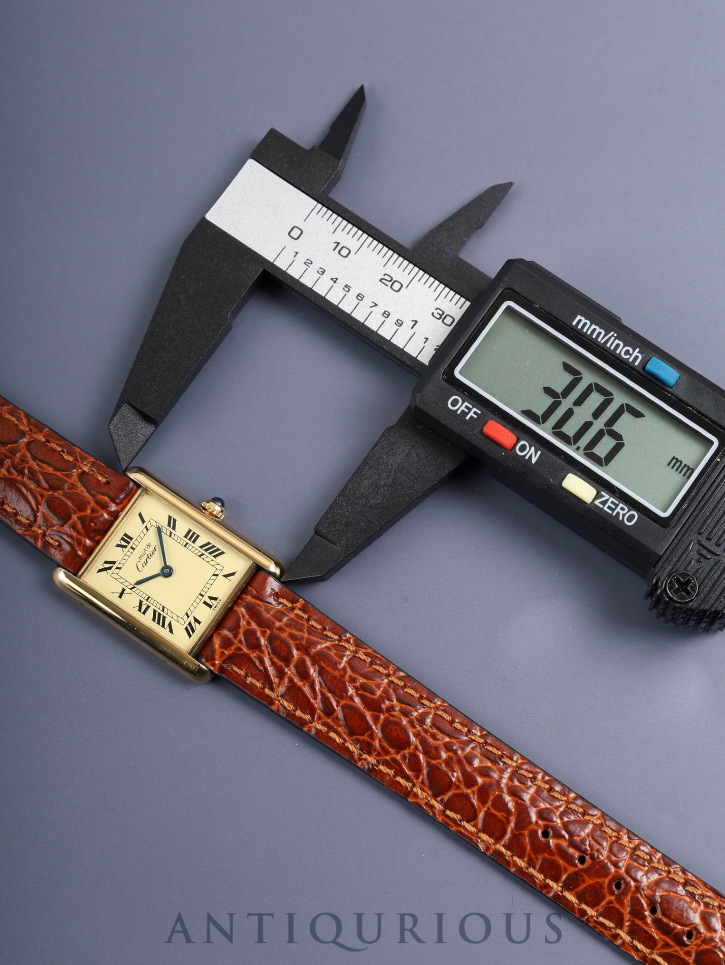 カルティエ マストタンク LM 590005 クォーツ Cal.90 SV925 革 純正ピンバックル（GP）アイボリーローマン文字盤（SWISS表記） オーバーホール済み