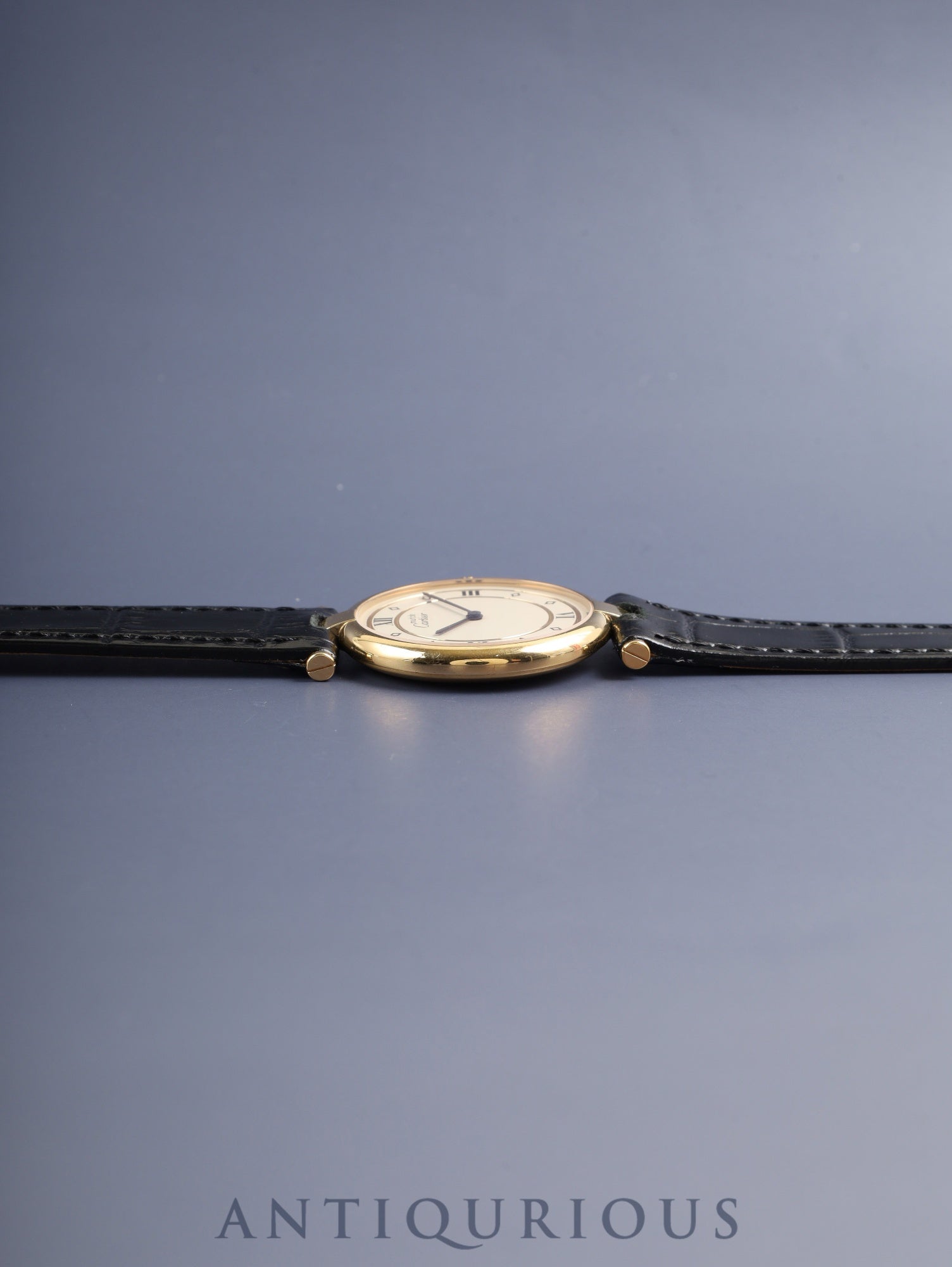 カルティエ マスト ヴァンドーム VLC LM W1001953 / 590003 クォーツ Cal.90 SV925 革 純正尾錠（GP） アイボリー4点ローマン文字盤 オーバーホール済み