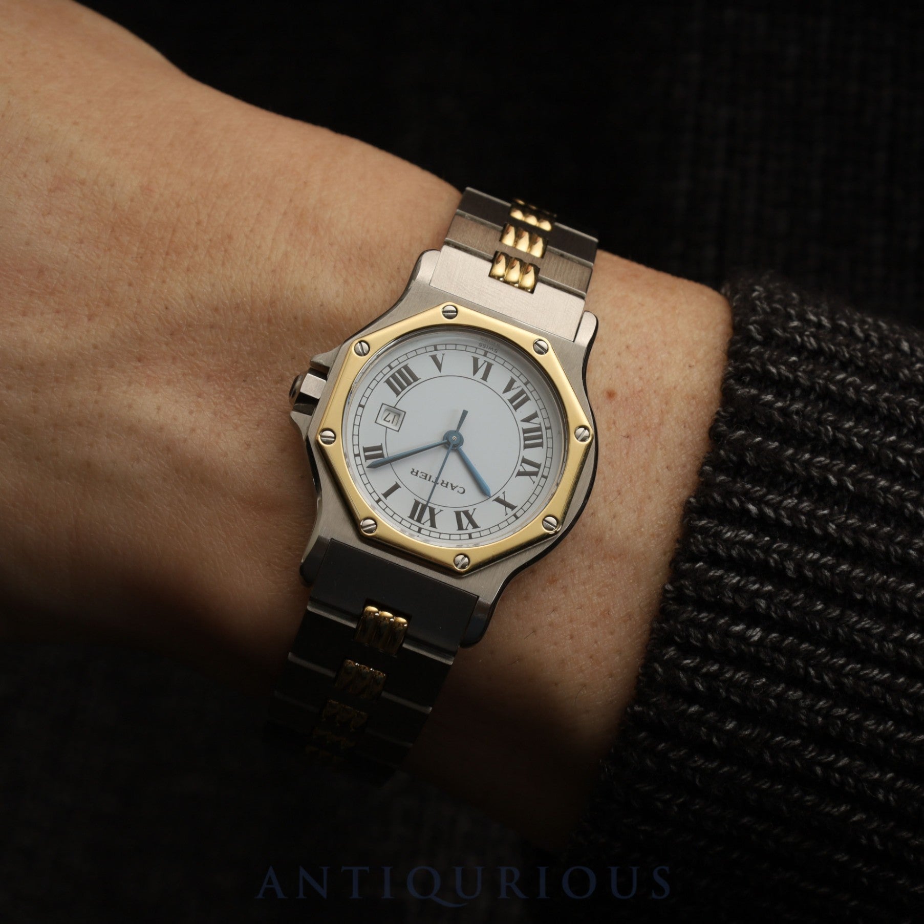 Cartier Santos Octagon LM 2966 Automatic Cal. 077 Stainless Steel/Yellow Gold White Roman Dial Overhauled