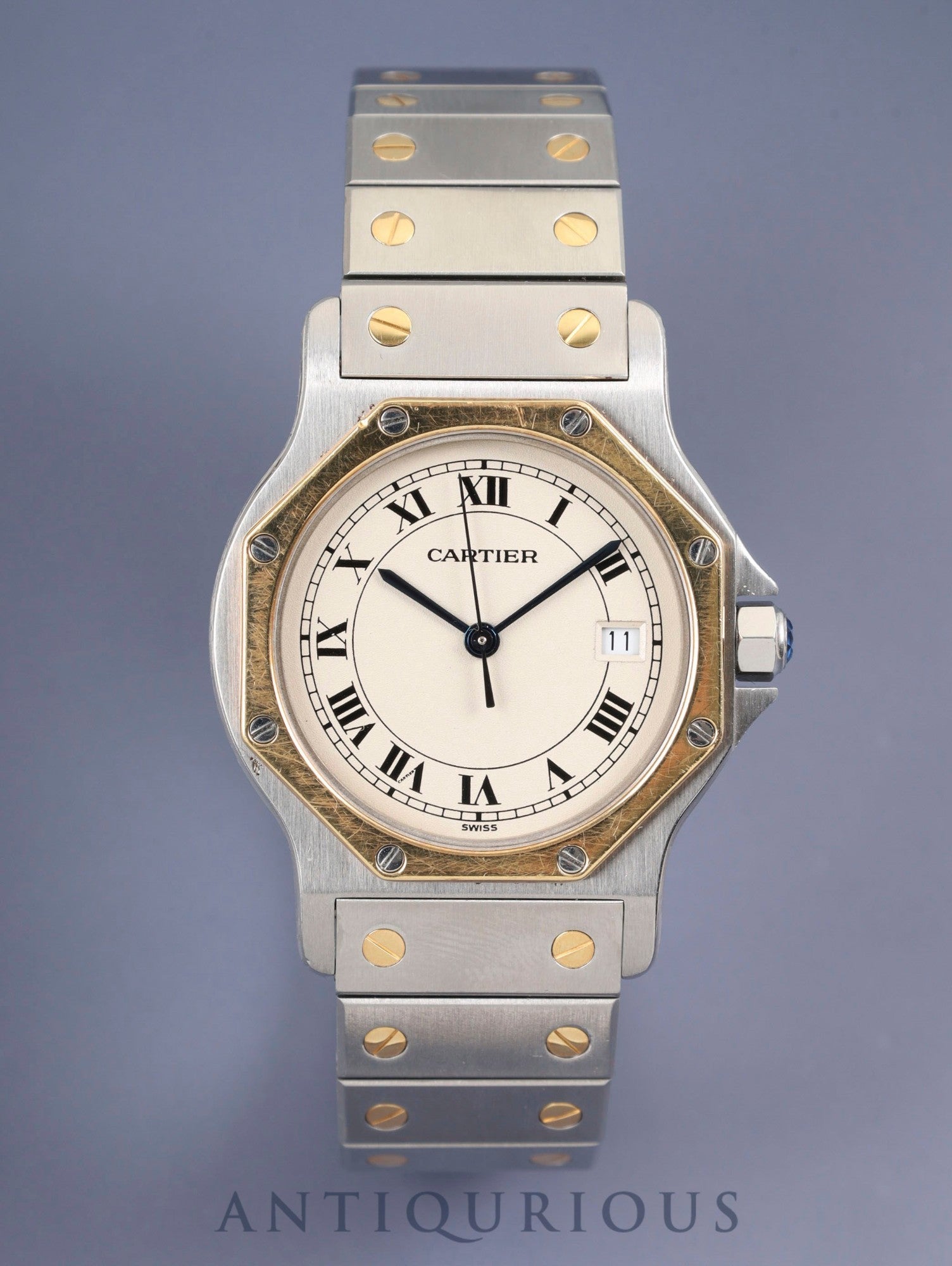 カルティエ サントス オクタゴン LM W2001583 / 187902 クォーツ Cal.687 SS×YG SS×YG アイボリーローマン文字盤 オーバーホール済み